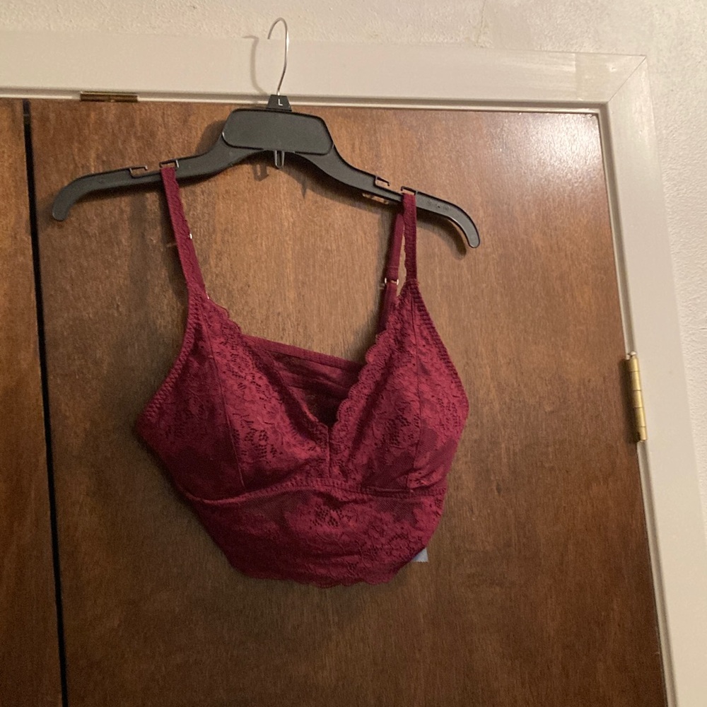 Hollister Lace Bralette in Deep Red  or burgundy size large